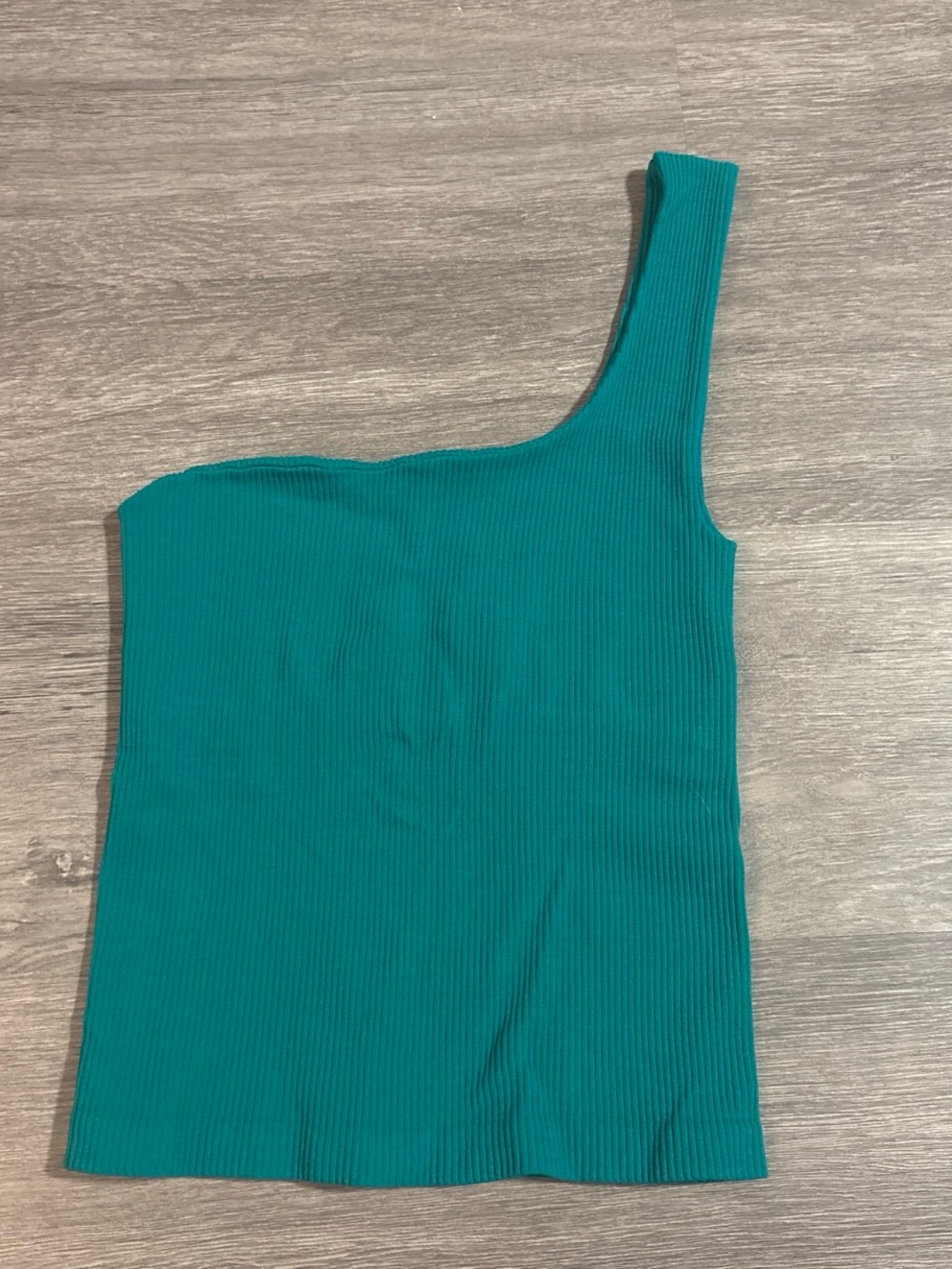 One-Shoulder Ribbed Free People Tank in Teal